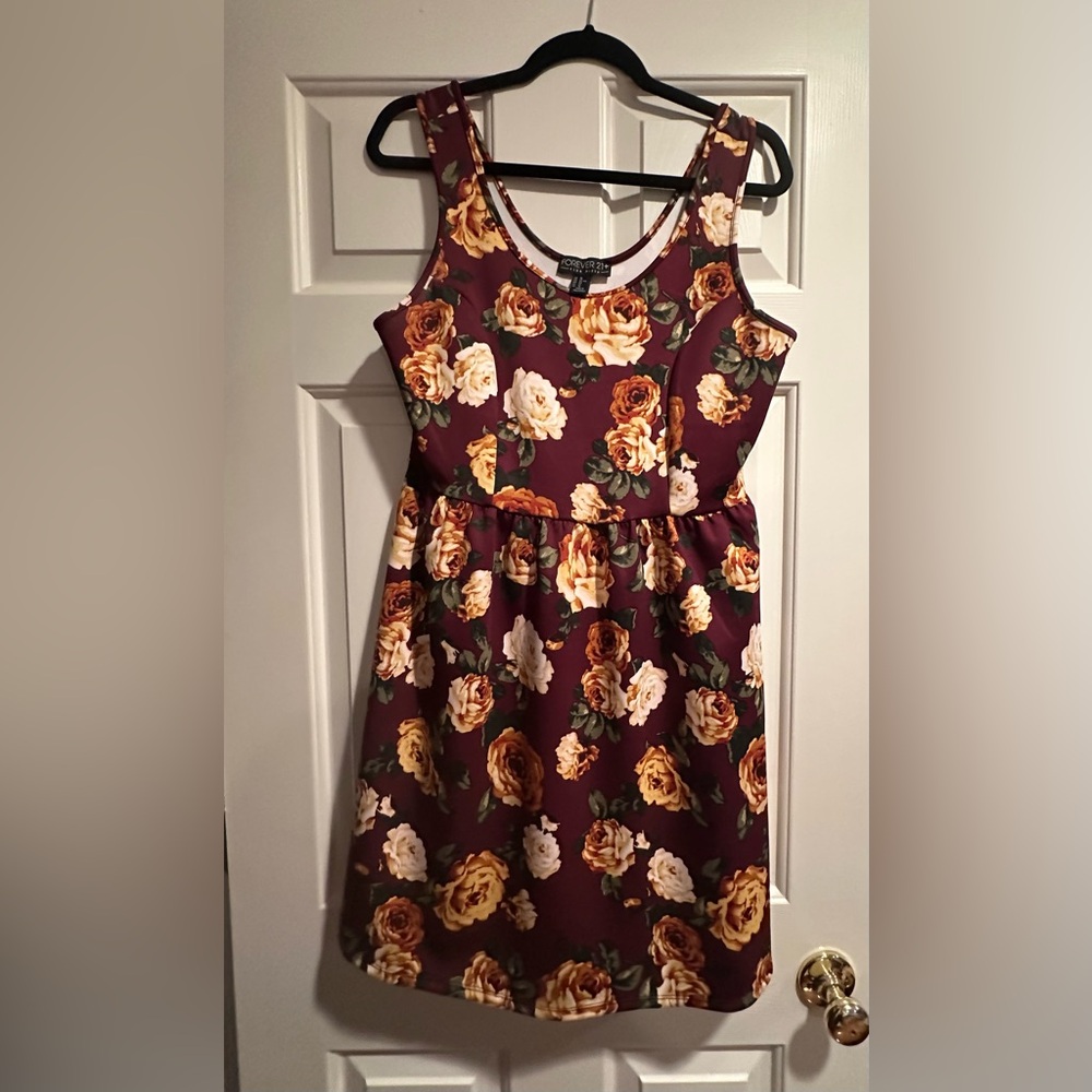 Forever 21 Burgundy Floral Dress